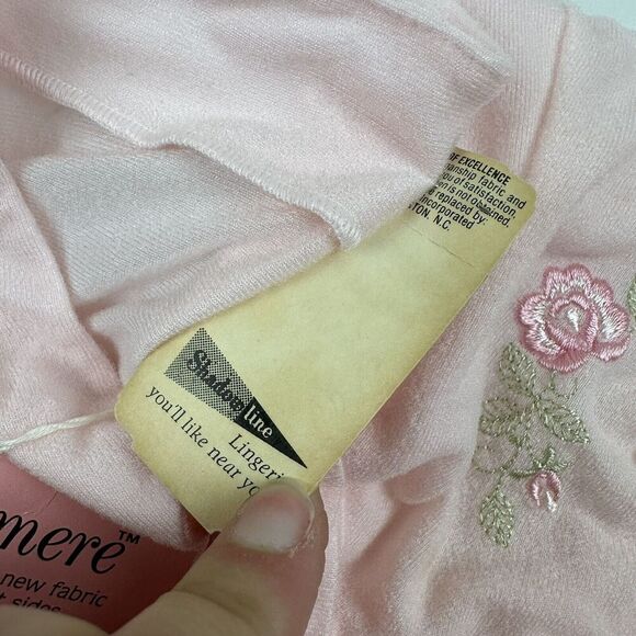 NWT VTG Shadowline Cuddlemere Nylon Pajama Top Sz 34 Pink Floral Embroidery - Picture 8 of 11